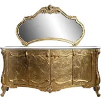 Casa Padrino Meubles baroques de luxe Ensemble buffet avec miroir blanc / or - Armoire somptueuse en bois massif avec miroir mural élégant - Meubles de style baroque