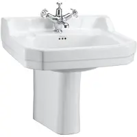 Casa Padrino Lavabo en porcelaine de style Art nouveau, avec socle demi-rond, de couleur blanche, dimensions : 56 x 47 x hauteur 56 cm