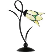 Casa Padrino Art Déco Tiffany Lampe de Table Noir / Jaune / Vert H. 40 cm - Tiffany Luminaires