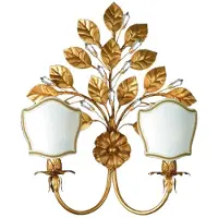 Casa Padrino Luxus Barock Kristall Doppel Wandleuchte Antik Gold / Weiß-Gold 39 x 16 x H. 50 cm - Lampe murale élégante en métal avec verre en cristal Swarovski noble - Luminaires baroques - Italy