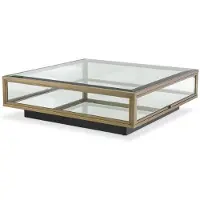 Casa Padrino Luxe Table basse couleur laiton / noir 100 x 100 x H. 30 cm - Table de salon moderne - Meubles de salon - Qualité de luxe