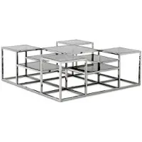 Casa Padrino Table basse design argent / gris 120 x 120 x H. 42 cm - Meubles de salon de luxe