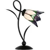 Casa Padrino Art Déco Tiffany Lampe de Table Noir / Blanc / Violet / Vert H. 40 cm - Tiffany Luminaires
