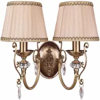 Casa Padrino Luxus Baroque cristal double applique en laiton patiné / beige-or H. 37 cm