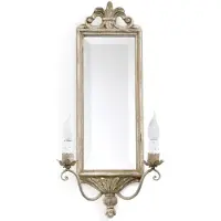 Casa Padrino Luxus Barock Doppel Wandleuchte mit Spiegel Antik Beige 33 x 13 x H. 65 cm - Lampe murale somptueuse de style baroque - Luminaires baroques - Qualité de luxe - Italy