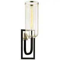 Casa Padrino Applique murale de luxe noir / argent 14 x 15,9 x H. 50,2 cm - Lampe d'hôtel et de restaurant avec abat-jour en verre