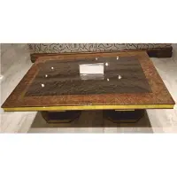 Casa Padrino Luxe Table basse Art Déco Marron / Or 119 cm - Meubles de salon