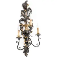 Casa Padrino Luxus Barock Wandleuchte Antik Schwarz / Antik Gold 37 x 18 x H. 78 cm - Lampe murale somptueuse de style baroque - Luminaires baroques - Qualité de luxe - Italy