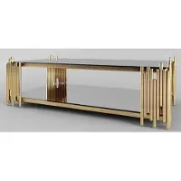 Casa Padrino Table basse design or 100 x 60 x H. 45 cm - Table de salon rectangulaire avec plateau en verre - Meubles de salon de luxe