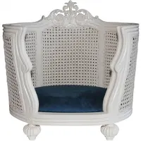 Casa Padrino Canapé Barock pour chiens et chats, style antique, couleur crème/bleu, dimensions : 62 x 60 x 40 cm