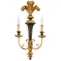 Casa Padrino Luxus Barock Doppel Wandleuchte Gold / Grün 31 x 16 x H. 60 cm - Lampe murale somptueuse de style baroque - Luminaires baroques - Qualité de luxe - Italy