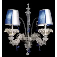 Casa Padrino Luxus Barock Doppel Wandleuchte Blau / Silber 25 x 25 x H. 36 cm - Lampe murale en verre de Murano de style baroque somptueux - Luminaires baroques - Qualité de luxe - Italy