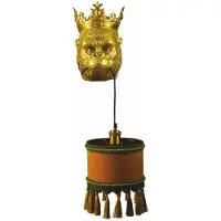 Casa Padrino Applique murale de luxe Tête de singe avec couronne Or / Marron / Vert H. 54 cm