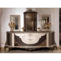 Casa Padrino Luxe Buffet baroque et 3 miroirs Crème / Marron foncé / Or