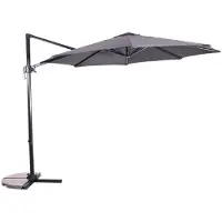 Casa Padrino Luxus Ampelschirm Anthrazit / Grau Ø 300 cm - Parasol avec support - Parasol de jardin - Parasol de terrasse - Parasol de balcon - Accessoires de balcon de terrasse de jardin