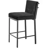 Casa Padrino Luxus Barstuhl Schwarz / Bronze 43 x 54 x H. 91 cm - Tabouret de bar design en acier inoxydable avec tissu velours - Meubles de bar