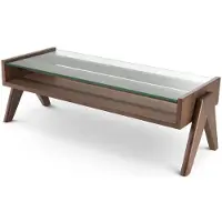 Casa Padrino Luxe Table basse Marron 120 x 46 x H. 39,5 cm - Table de salon rectangulaire en bois massif avec plateau en verre - Meubles de salon de luxe
