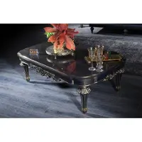 Casa Padrino Luxe Table basse baroque Bleu / Or / Noir 131 x 85 x H. 45 cm - Table de salon de style baroque