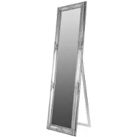 Casa Padrino Miroir sur pied baroque argenté 50 x h. 180 cm - Miroir fait main avec cadre en bois & magnifiques décorations
