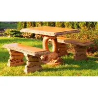 Casa Padrino Meuble de Jardin en Pierre Poisson Beige - 1 Table de Jardin Orientale & 2 Bancs de Jardin Orientaux - Meubles de Jardin et de Terrasse Orientaux