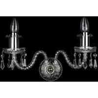 Casa Padrino Luxus Barock Doppel Wandleuchte Silber 30 x 18 x H. 20 cm - Lampe murale de style baroque avec suspensions en cristal - Luminaires baroques - Noble et somptueux