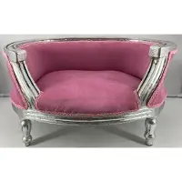 Casa Padrino Baroque Lit pour chien rose / argent - Meubles baroques pour chiens - Meubles baroques pour animaux - Meubles somptueux pour animaux de style baroque