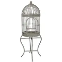 Casa Padrino Cage à oiseaux Art Nouveau avec support Gris 45 x 45 x H. 120,5 cm - Accessoires Baroques & Art Nouveau