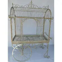 Casa Padrino Chariot à fleurs Art Nouveau Rustique Vert 140 x 95 x H. 210 cm - Chariot à plantes nostalgique - Accessoires de décoration rustique pour jardin et terrasse