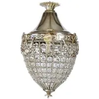 Casa Padrino Baroque Cristal Lampe à suspendre Argent Ø 25 x H. 35 cm - Lampe à suspendre ronde de style baroque - Luminaires baroques - Noble et somptueux