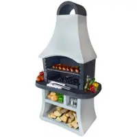 Casa Padrino barbecue de jardin de luxe blanc / gris 98 x 58 x h. 177 cm