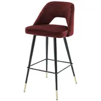 Casa Padrino - Tabouret de bar de luxe, bordeaux/noir - Tabouret avec dossier - 50 x 50 x H. 100 cm