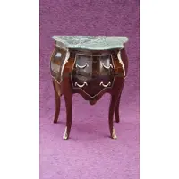 Casa Padrino Commode baroque en bois de noyer, couleur marron, avec plateau en marbre, dimensions : largeur 59 cm x hauteur 73 cm. Table de chevet fabriquée à la main, de style antique