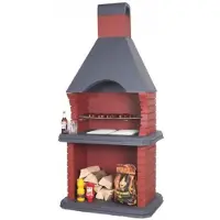 Casa Padrino Grille de jardin en béton de luxe Rouge / Gris 108 x 74 x H. 232 cm