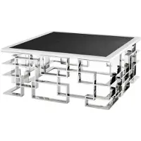 Casa Padrino Table basse Art Déco de luxe avec plateau en granit 100 x 100 x H. 45 cm - Table de salon - Meubles d'hôtel