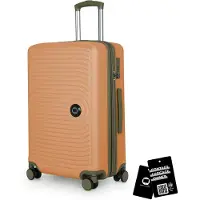 Hauptstadtkoffer Valise moyenne + badge numérique, valise de voyage extensible Check-In Bagages Valise à roulettes 90L sangle 158 cm double roulettes Trolley TSA,Marille