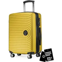Hauptstadtkoffer Mitte - valise à main + étiquette de bagage numérique étiquette de valise, trolley de cabine extension XL bagage à bord Hardcase valise à main avion Carry-On 55 L,Jaune