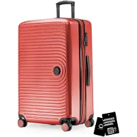 Hauptstadtkoffer Valise - Grande valise + étiquette numérique, valise XL extensible, valise rigide à roulettes 4 roues, bagage en soute 130 L, cadenas TSA, couleur corail
