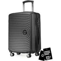 Hauptstadtkoffer Mitte - valise à main + étiquette de bagage numérique étiquette de valise, trolley de cabine extension XL bagage à bord Hardcase valise à main avion Carry-On 55 L,Graphite