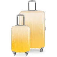 Suitline - Lot de 2 valises de bord + grande valise de voyage extensible, trolleys avec 4 roulettes doubles, design brillant Dégradé Valises Femme S + XL,Safari Sunrise