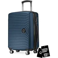 Hauptstadtkoffer Mitte - valise à main + étiquette de bagage numérique étiquette de valise, trolley de cabine extension XL bagage de bord Hardcase valise à main avion Carry-On 55 L,bleu foncé