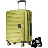 Hauptstadtkoffer Mitte - valise à main + étiquette de bagage numérique étiquette de bagage, trolley de cabine extension XL bagage à bord Hardcase valise à main avion Carry-On 55 L,Fougère
