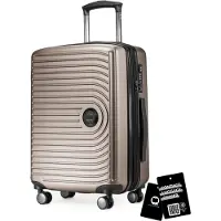 Hauptstadtkoffer Mitte - valise à main + étiquette de bagage numérique étiquette de valise, trolley de cabine extension XL bagage à bord Hardcase valise à main avion Carry-On 55 L,Champagne