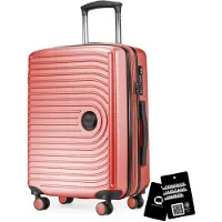 Hauptstadtkoffer Mitte - valise à main + étiquette de bagage numérique étiquette de valise, trolley de cabine extension XL bagage à bord Hardcase valise à main avion Carry-On 55 L,Corail