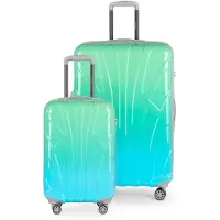 Suitline - Lot de 2 valises de bord + grande valise de voyage extensible, trolleys avec 4 roulettes doubles, design brillant Dégradé Valises Femme S + XL,Northern Lights