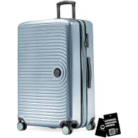 Hauptstadtkoffer Valise - Grande valise + étiquette numérique, extension valise XL, valise rigide à roulettes 4 roues, bagage en soute 130 L, cadenas TSA, bleu piscine