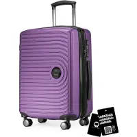 Hauptstadtkoffer Mitte - valise à main + étiquette de bagage numérique étiquette de valise, trolley de cabine extension XL bagage à bord Hardcase valise à main avion Carry-On 55 L,Aubergine