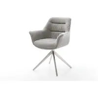 DELIFE Chaise-pivotante Kaira-Flex tissu structuré doux gris pied croisé large acier inoxydable pivotement sur 360° fonction bascule