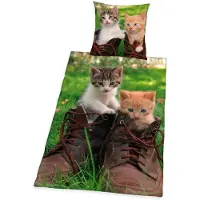 Herding Parure de lit « Chat dans une chaussure » 2 pièces. Chaton 135 x 200 cm (80 x 80 cm)