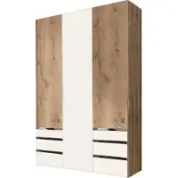 Fresh To Go Armoire à portes battantes « Level » en chêne blanc, 150 x 58 x 236 cm (18034)