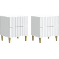 vidaXL Cabinet de chevet avec tiroir 2 pcs Blanc 43 x 34,5 x 48 cm